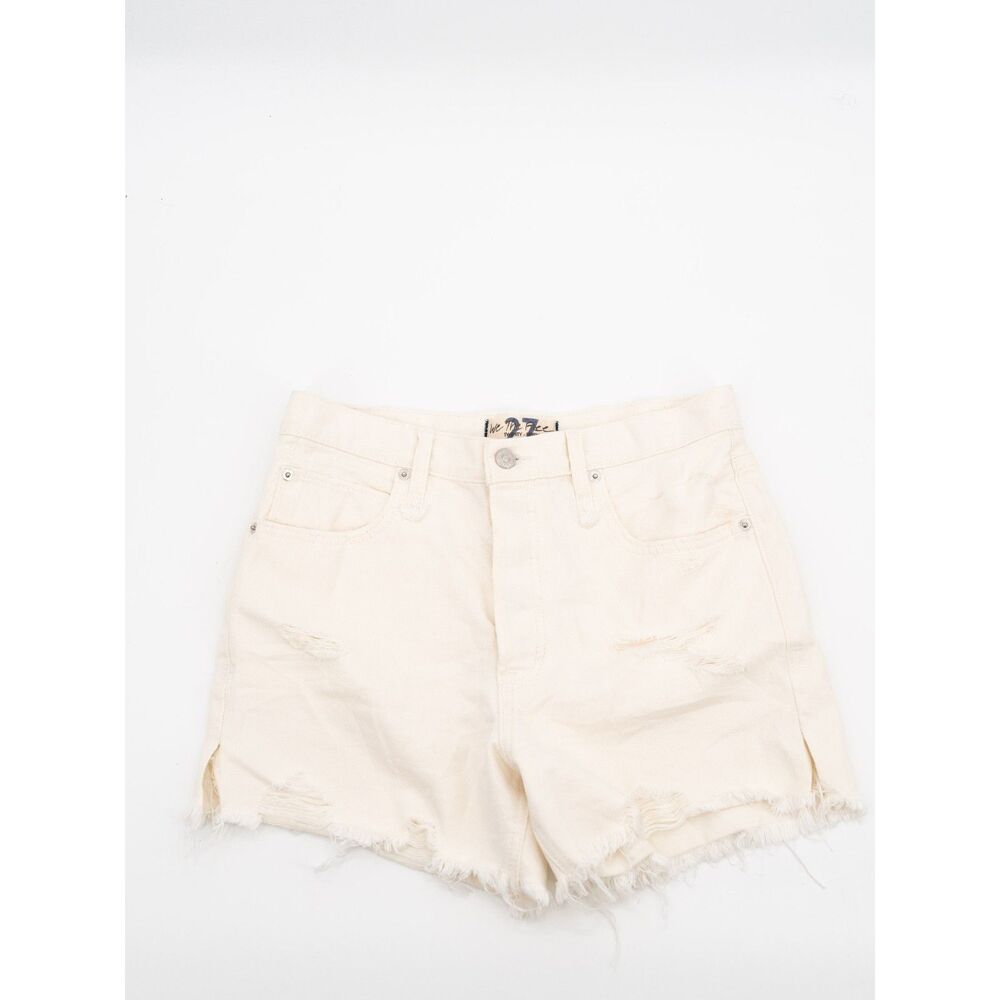 We The Free Womens 27 Shorts Cream/Ivory Button Fly Free People Shorts EUC